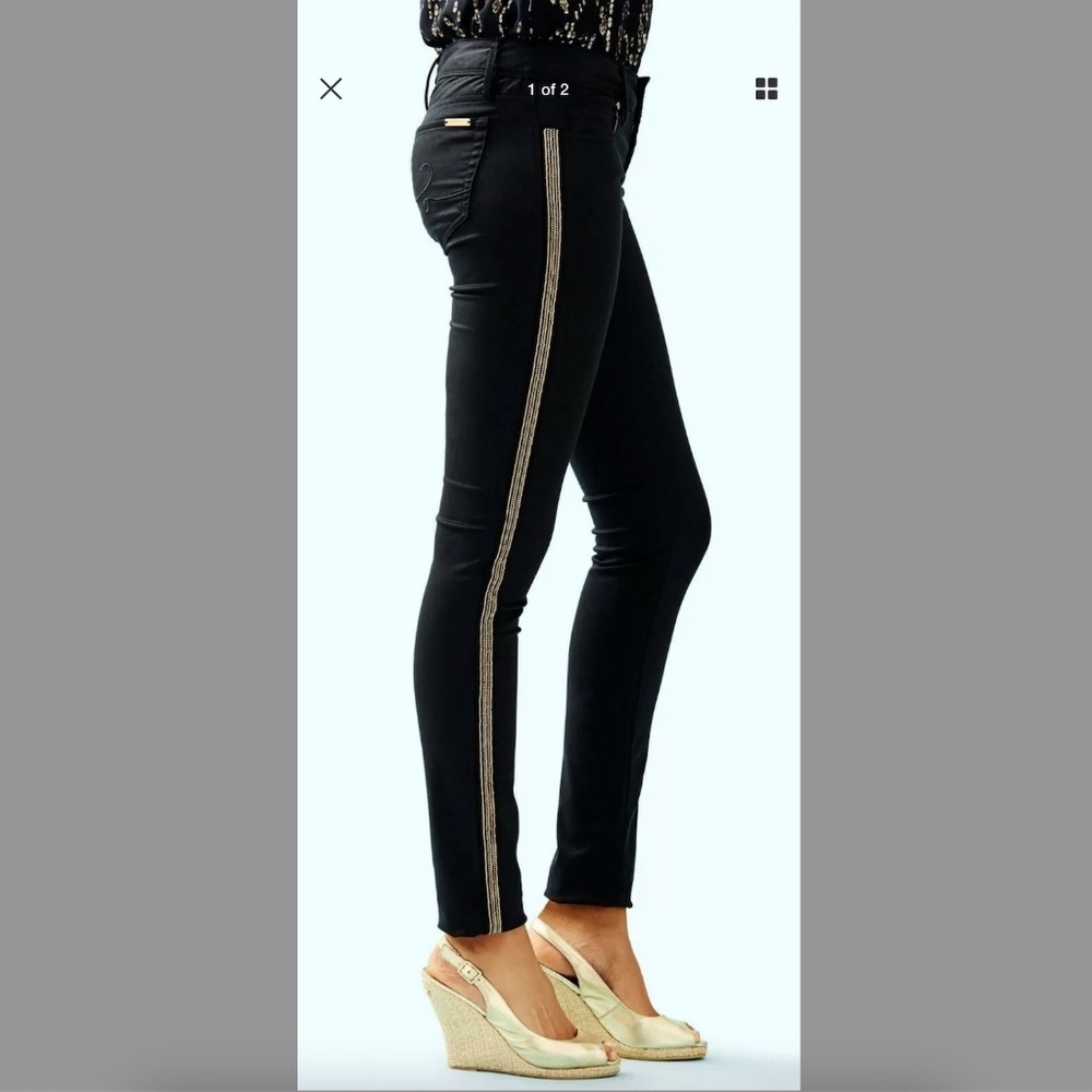 Lilly Pulitzer Worth Skinny Jean With Gold Side Seam Trim